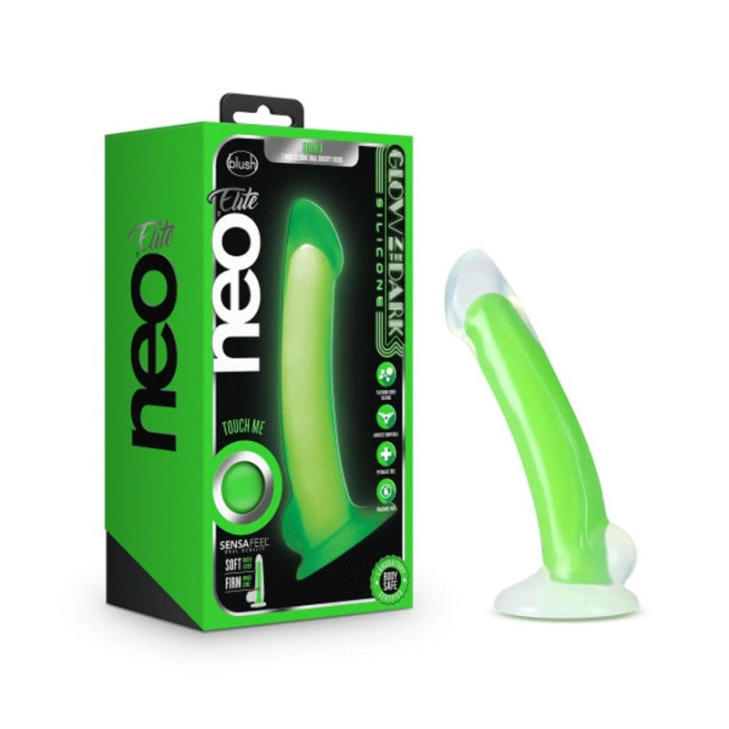 Neo Elite - Glow in the Dark - Omnia - 7 Inch Silicone Dual Density Dildo - Neon Green - Dildos & Dongs