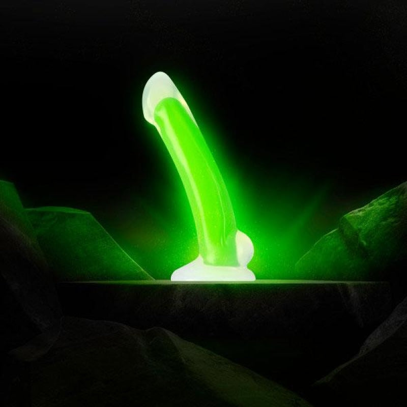 Neo Elite - Glow in the Dark - Omnia - 7 Inch Silicone Dual Density Dildo - Neon Green - Dildos & Dongs