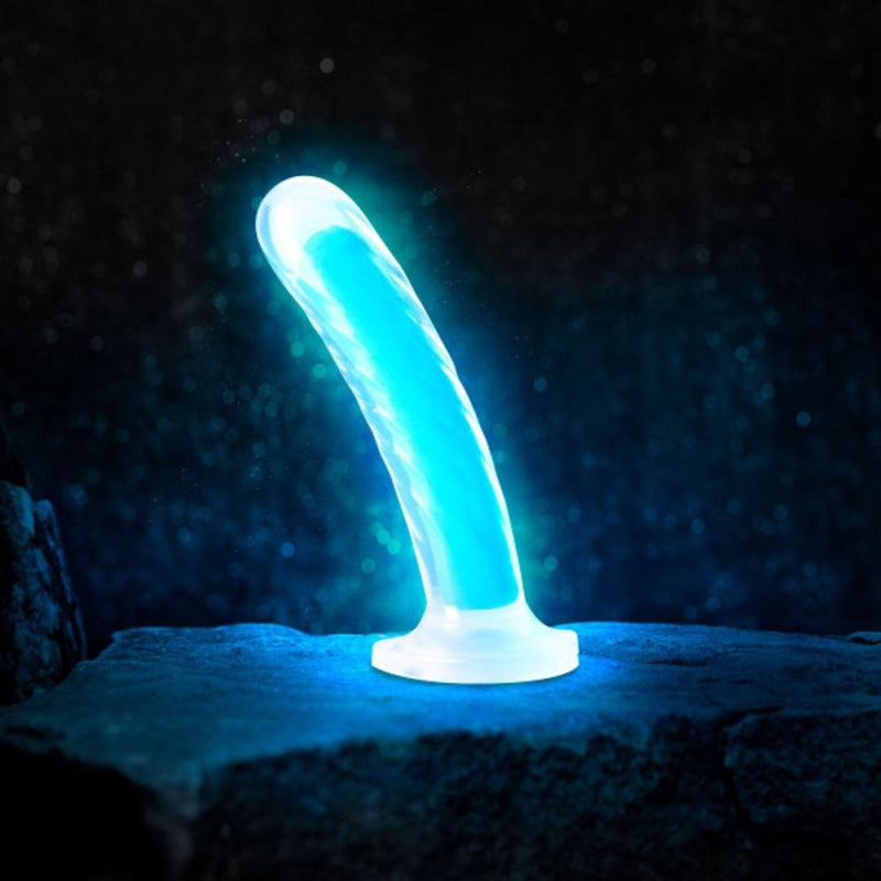 Neo Elite - Glow in the Dark - Tao - 7 Inch Silicone Dual Density Dildo - Neon Blue - Dildos & Dongs