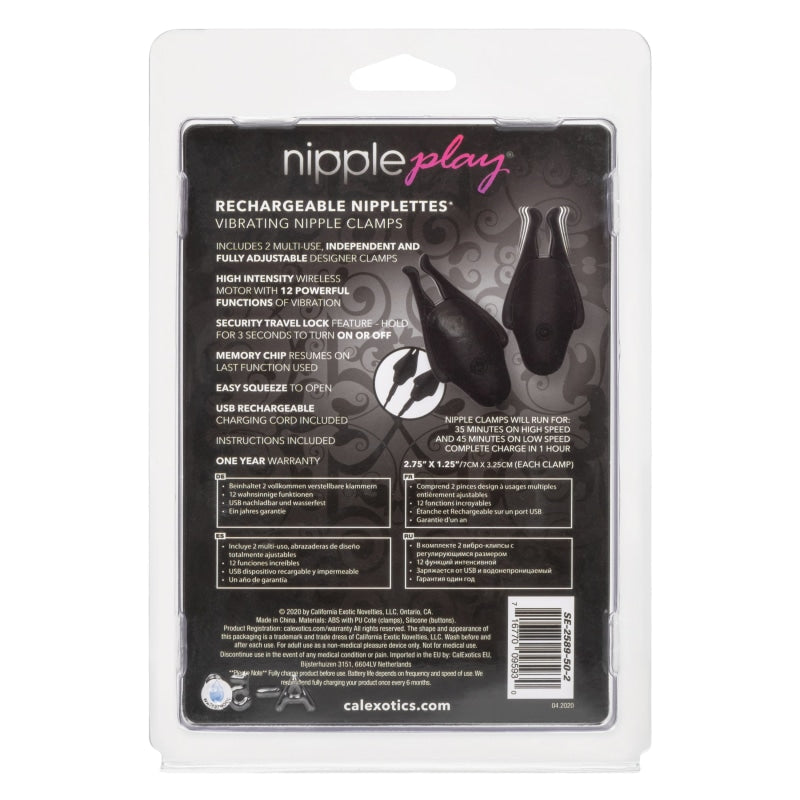 Nipple Play Rechargeable Nipplettes - Black - Nipple Stimulators