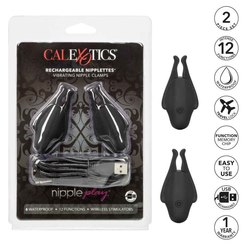 Nipple Play Rechargeable Nipplettes - Black - Nipple Stimulators