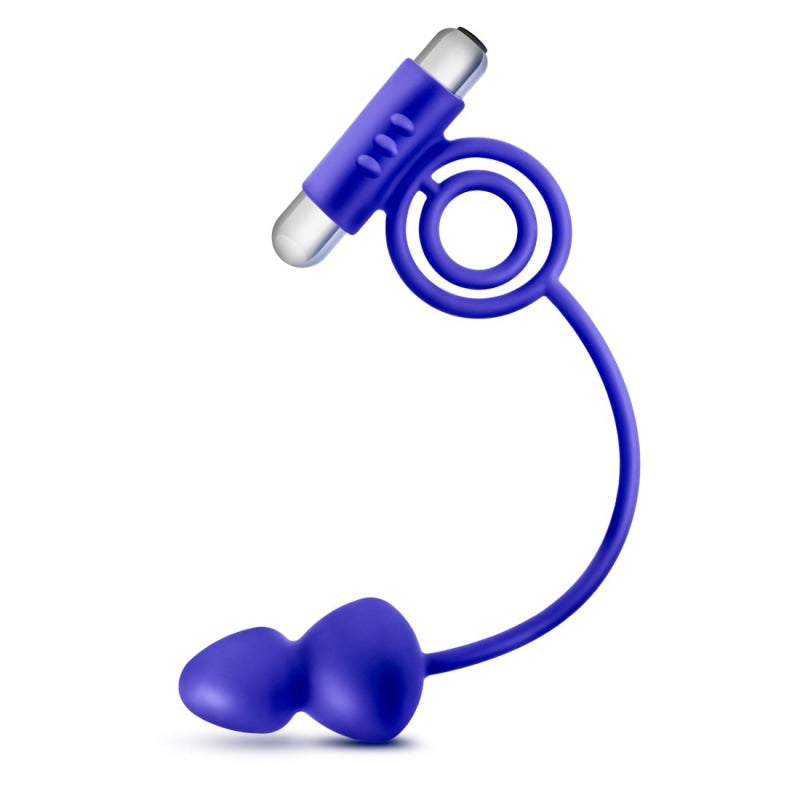 Performance Penetrator Anal Plug With Vibrating Cock Rings - Indigo BL-01802