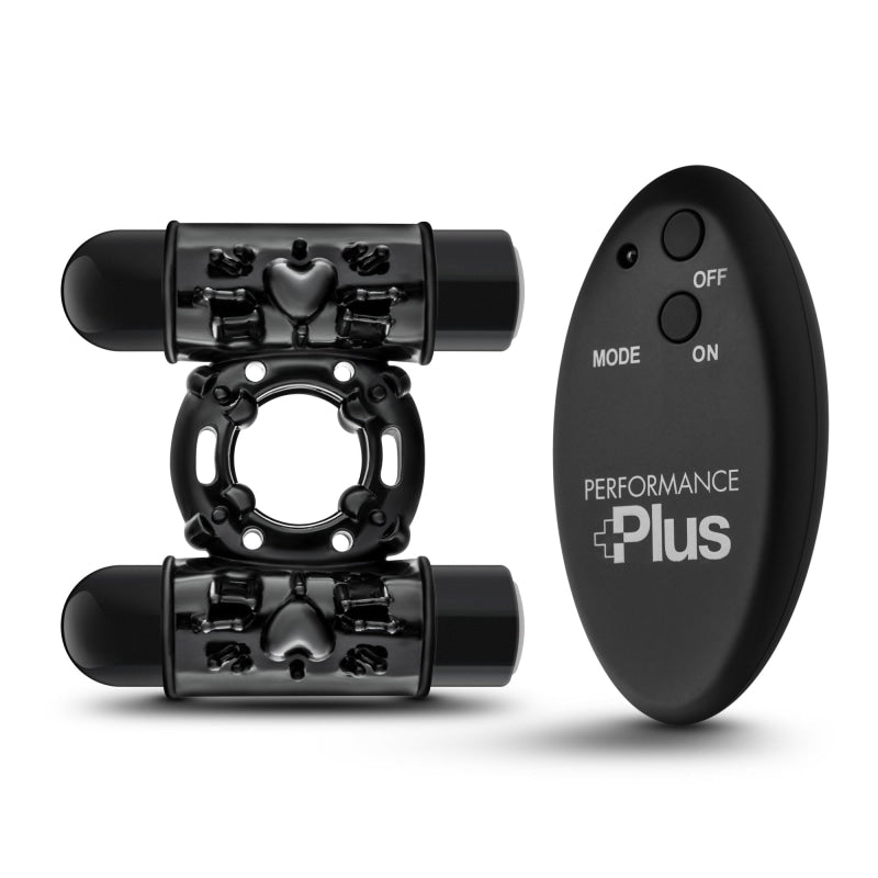 Performance Plus - Double Thunder - Wireless Remote Rechargeable Vibrating Cock Ring - Black BL-79905