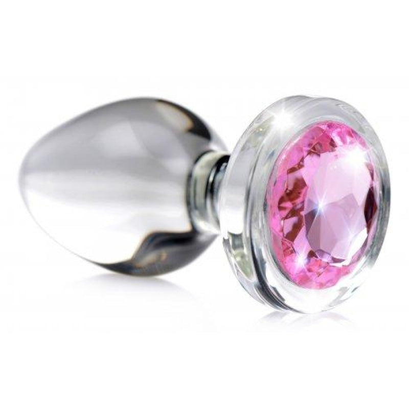 Pink Gem Glass Anal Plug - Large - Masturbation Aids for Males