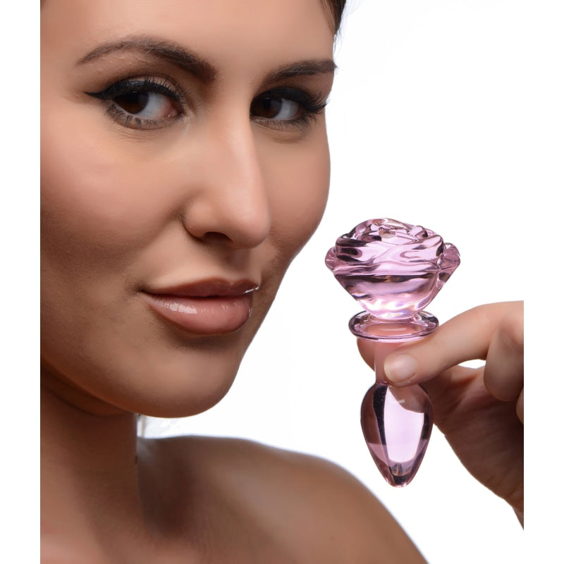 Pink Rose Glass Anal Plug - Small - Anal Toys & Stimulators