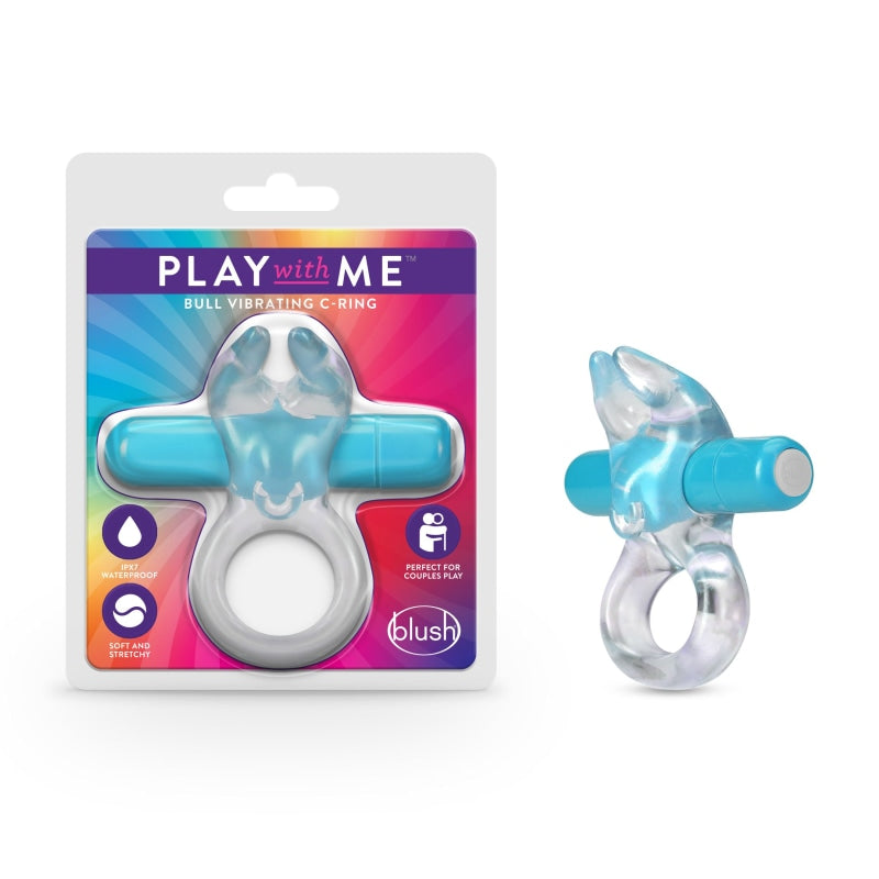 Play With Me Bull Vibrating C-Ring - Blue - Cockrings