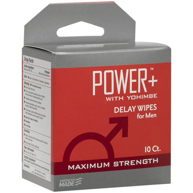 Power Plus With Yohimbe - Delay Wipes for Men - 10 Pack