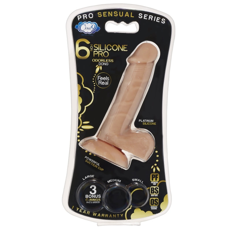 Pro Sensual Series 6 Inch Silicone Pro Odorless Dong - Tan - Dildos & Dongs