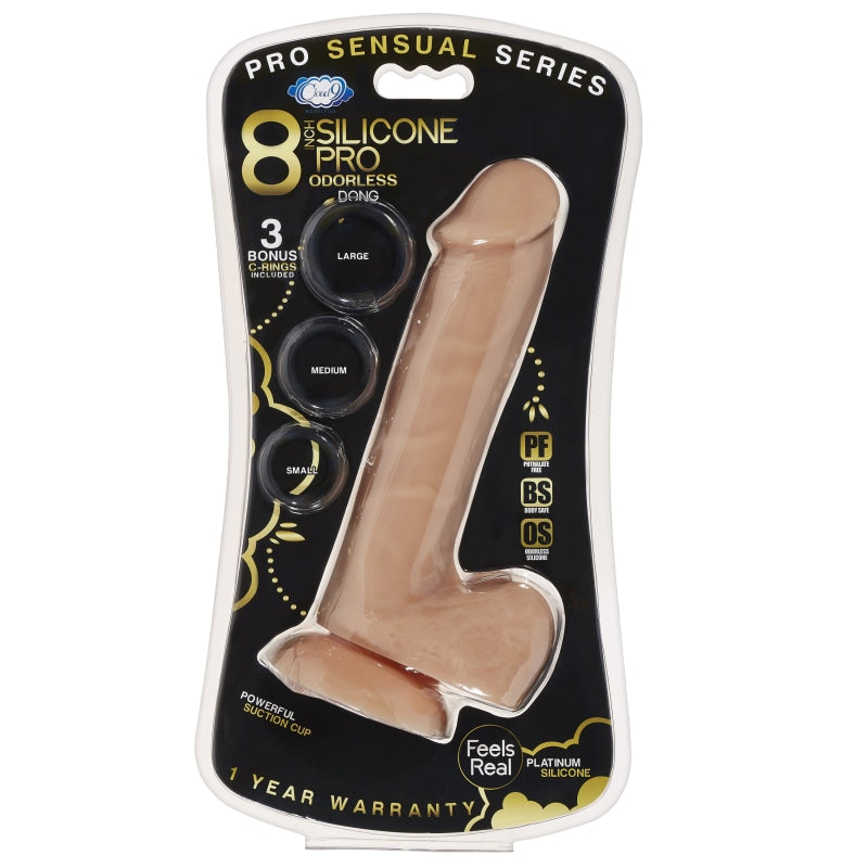 Pro Sensual Series 8 Inch Silicone Pro Odorless Dong - Tan - Dildos & Dongs