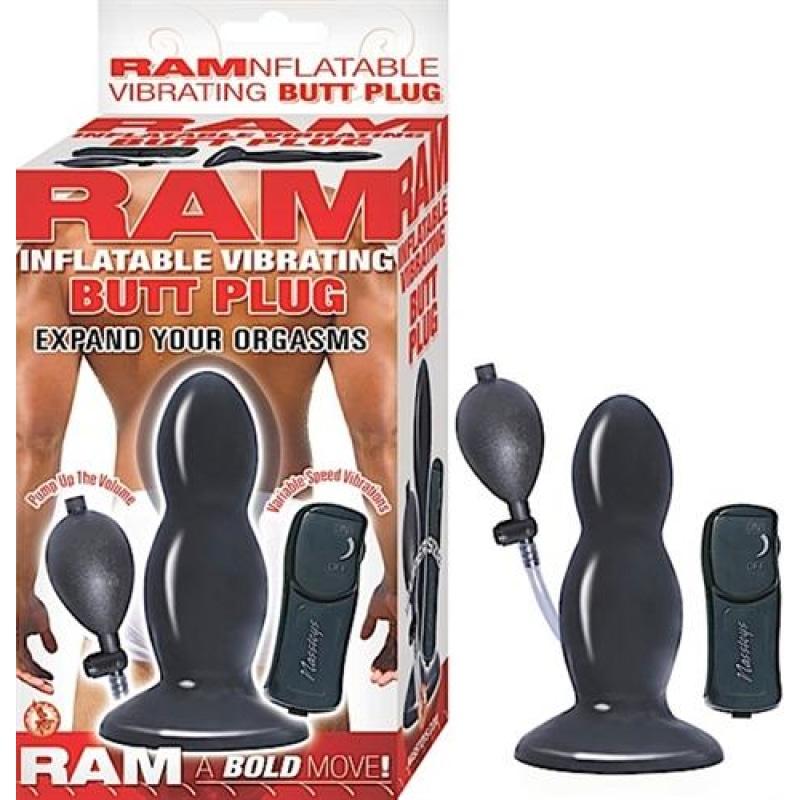 Ram Inflatable Vibrating Butt Plug - Black NW2406