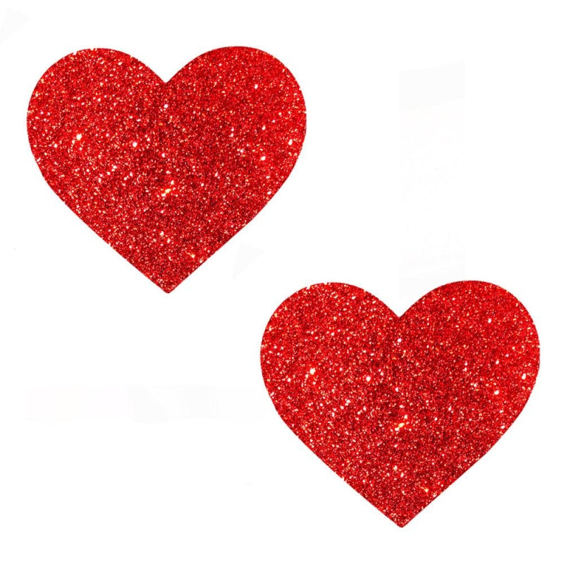 Ravish Me Red Glitter I Heart U Nipztix Pasties NN-RMR-HRT-NS