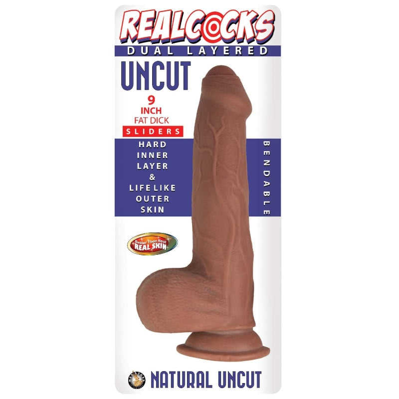 Real Cock Dual Layered Sliders Uncut 9 Inch - Brown - Vibrators