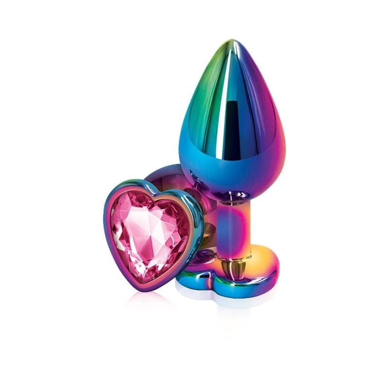 Rear Assets - Mulitcolor Heart - Medium - Pink - Anal Toys & Stimulators