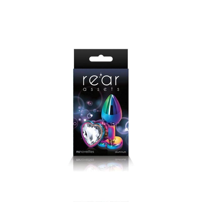Rear Assets - Multicolor Heart - Small - Clear - Anal Toys & Stimulators