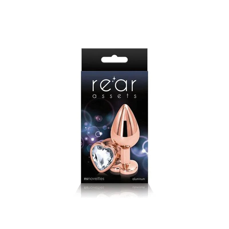 Rear Assets - Rose Gold Heart - Small - Clear - MyPleasure