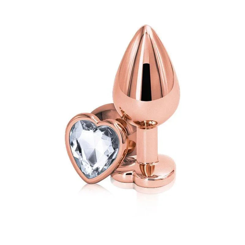 Rear Assets - Rose Gold Heart - Small - Clear - MyPleasure
