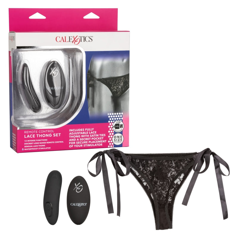 Remote Control Lace Thong Set - Couples Toys