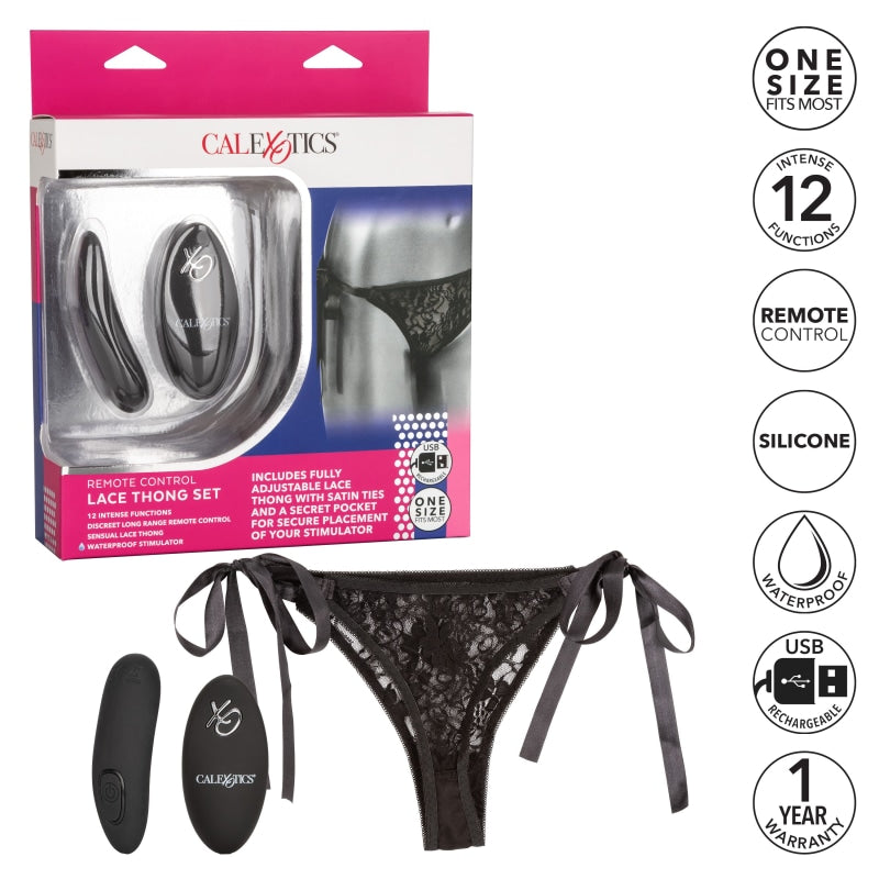 Remote Control Lace Thong Set - Couples Toys