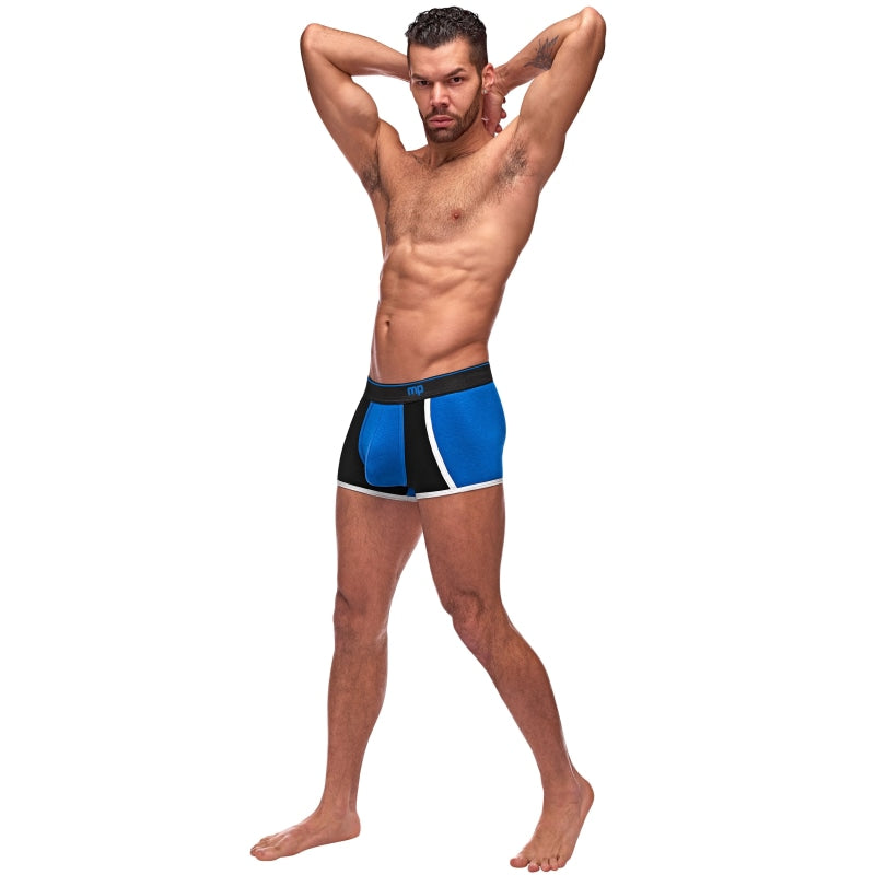 Retro Sport Panel Short -X- Large - Blue/ Black - Lingerie & Sexy Apparel