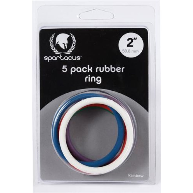 Rubber Cock Ring 5 Pack - 2 - Rainbow BSPR-48