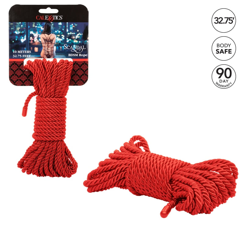 Scandal BDSM Rope 32.75ft/ 10m - Red - Bondage & Fetish Toys