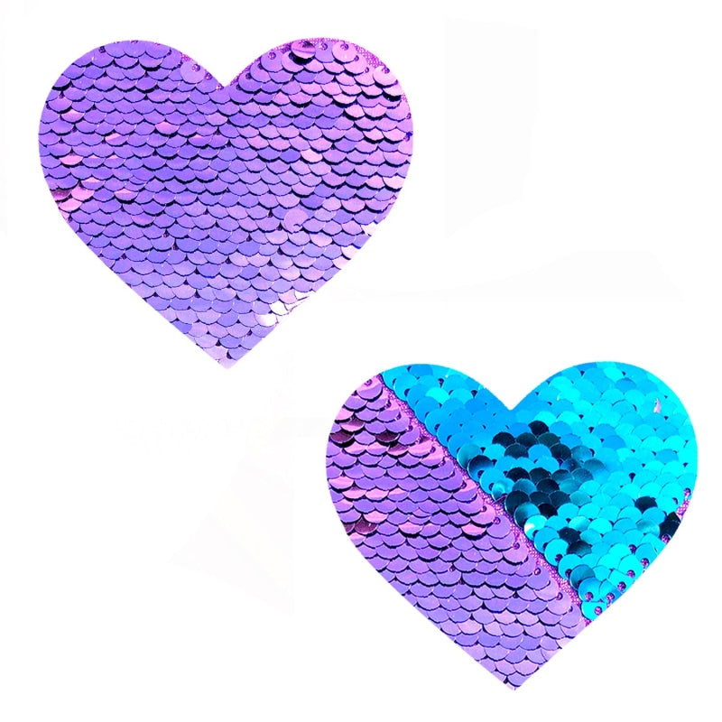 Sequin Jasmine Magic Flip Sequin Purple to Blue I Heart U Nipztix Pasties NN-SQ-JAS-NS