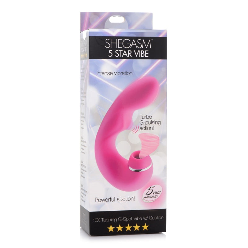 Shegasm 5 Star 10x Tapping G-Spot Vibe With Suction - Pink - Vibrators