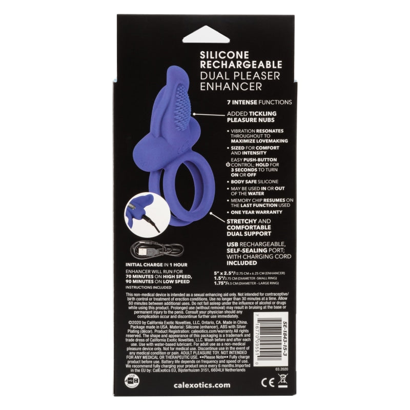 Silicone Rechargeable Dual Pleaser Enhancer - Cockrings