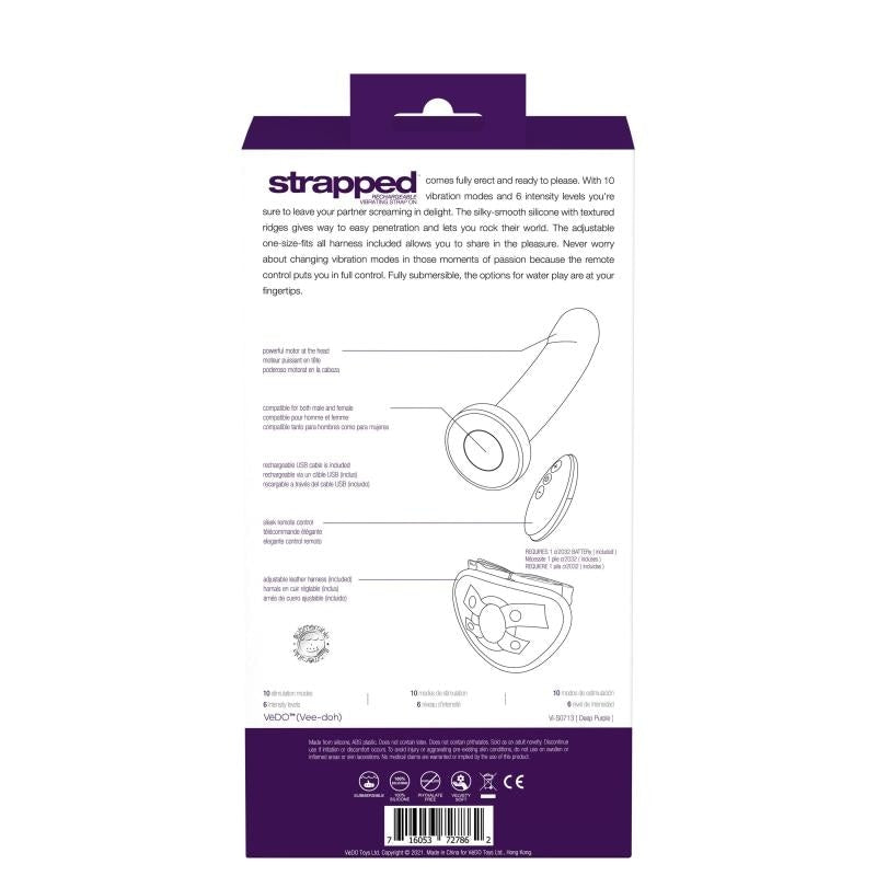 Strapped Rechargeable Strap on - Purple - Vibrators