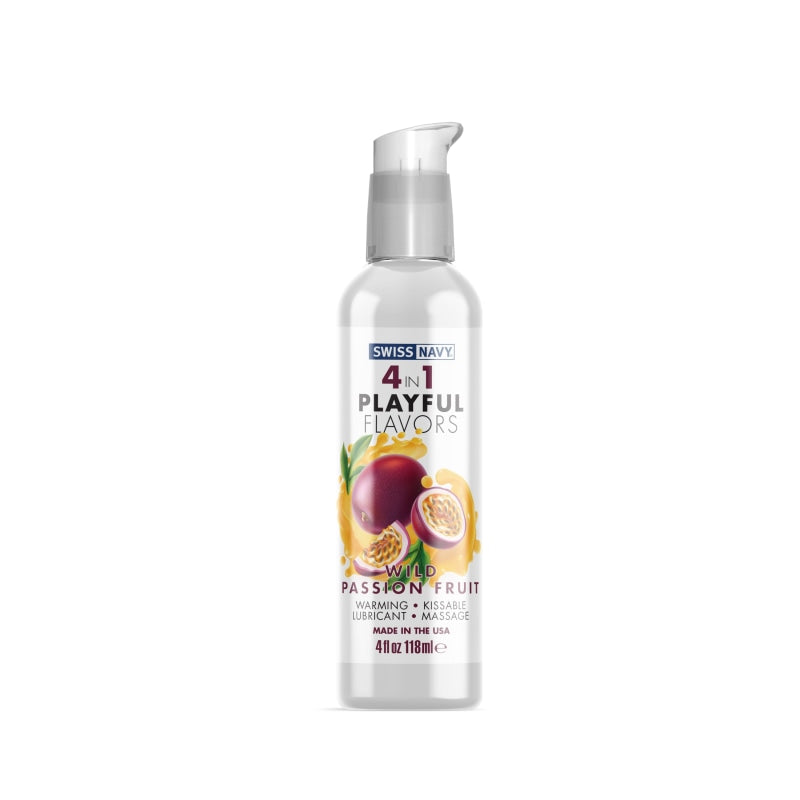 Swiss Navy 4-in-1 Playful Flavors - Wild Passion Fruit - 4 Fl. Oz. - Lubricants Creams & Glides
