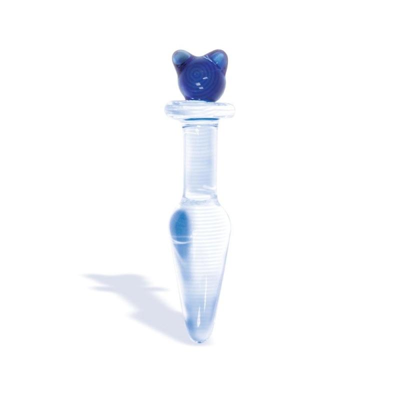 The 9's First Glass Kitty Love Butt Plug - Blue ICB2635-2