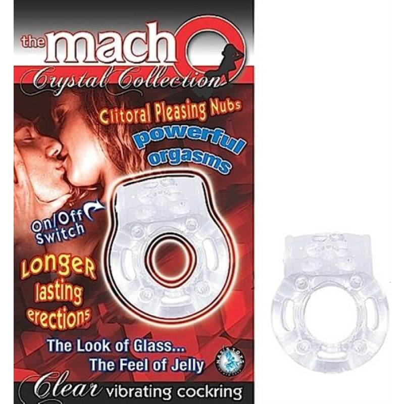The Macho Crystal Collection Vibrating Cock Ring- Clear NW2369