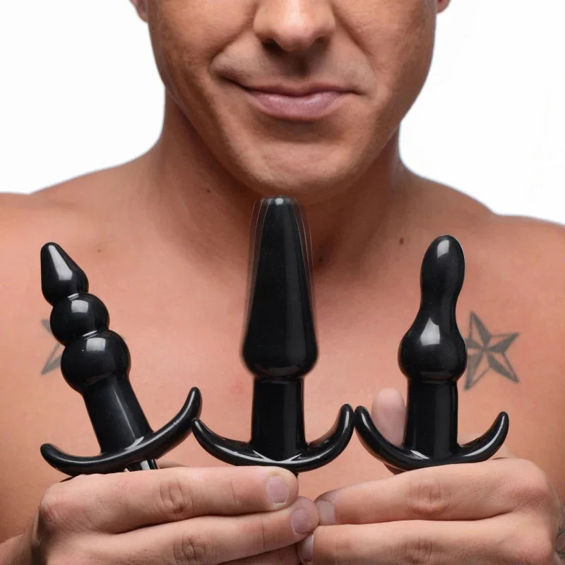 Thrill Trio Anal Plug Set - Black - MyPleasure