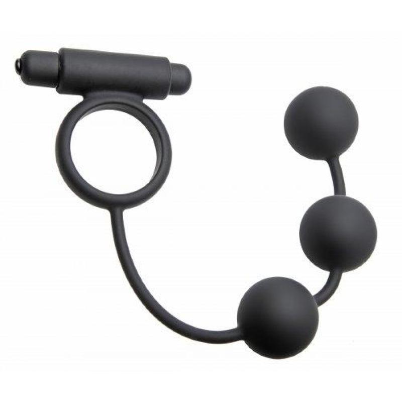 Tri-Orb Vibrating Cock Ring and Silicone  Weighted Anal Balls MS-AE432