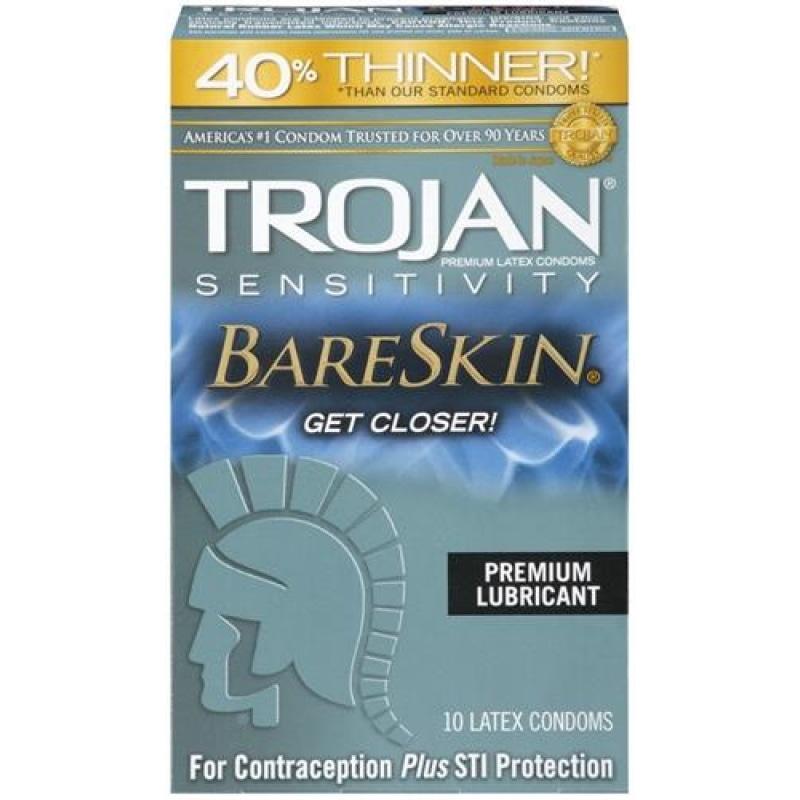 Trojan Sensitivity Bareskin Lubricated Condoms - 10 Pack TJ92674