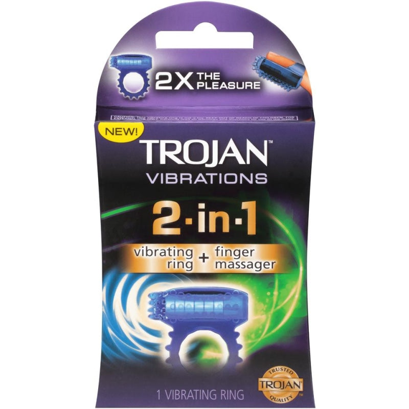 Trojan Vibrations 2-in-1 Vibrating Ring and Finger Massager TJ01951