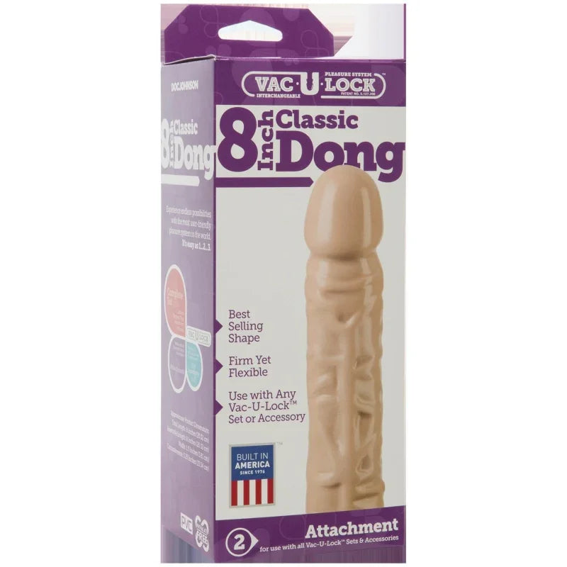 Vac-U-Lock 8 Inch Classic Dong - White - MyPleasure